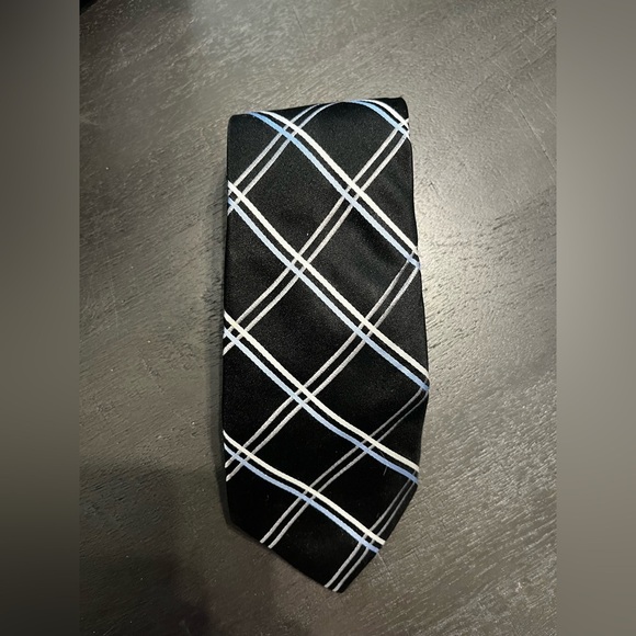 Tommy Hilfiger Black Classic Men Patterned Tie Classic Wedding or Business Tie - Picture 1 of 4